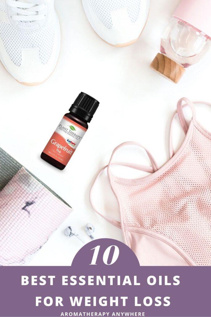 fitness apparel and a bottle of essential oil