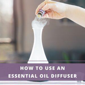 person putting essential oil in a diffuser