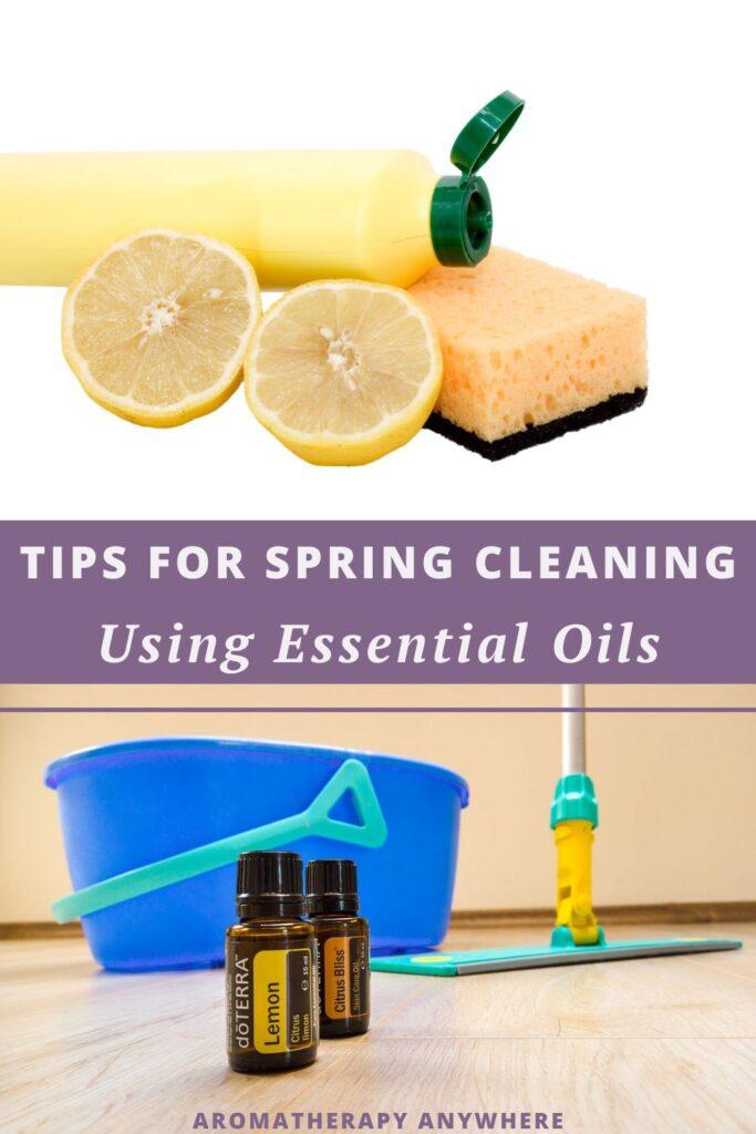 essential oil bottles with floor cleaning mop