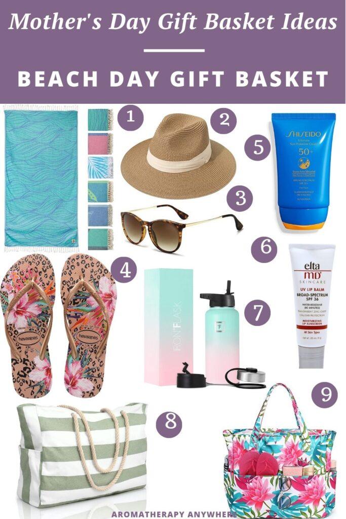 collage of gift items for beach days