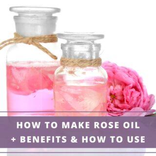 two bottles of pink rose oil