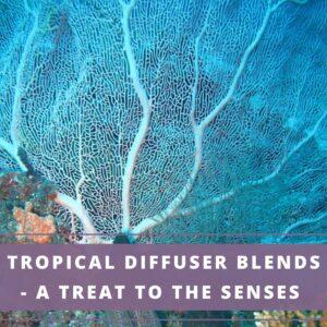 blue coral background with tropical diffuser blend recipes