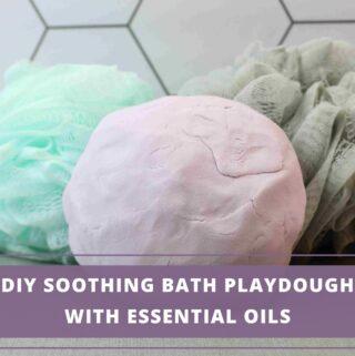 lavender colored soothing bath playdough for kids made with essential oils