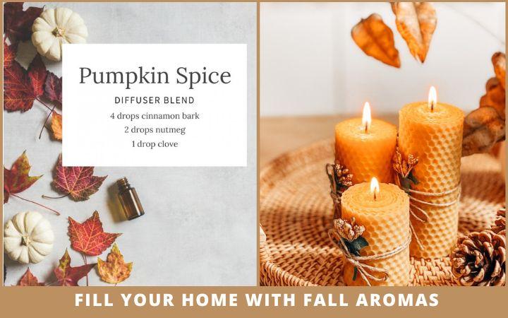 fall candles and pumpkin spice diffuser blend - fill your home with fall aromas
