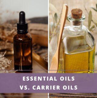 bottle of essential oil vs. carrier oil bottle