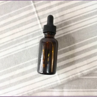 bottle of homemade coffee-infused oil