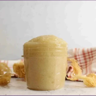 glass jar with homemade sea moss sugar scrub