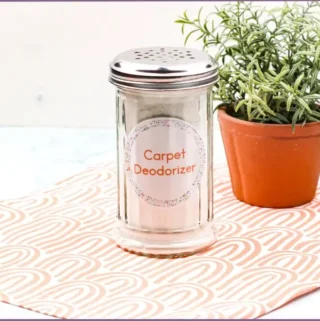 glass shaker with homemade carpet deodorizer