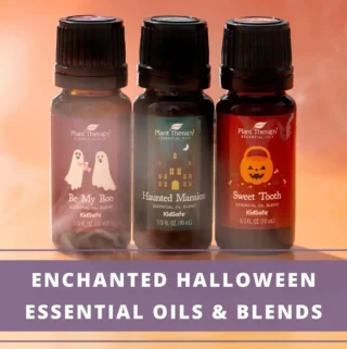 3 bottles of Plant Therapy Halloween essential oils and blends