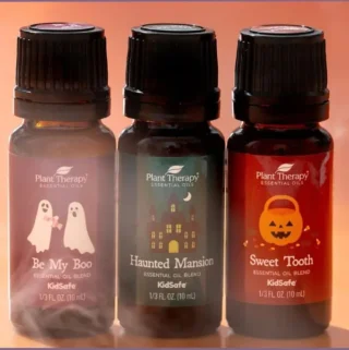 3 bottles of Plant Therapy Halloween essential oils and blends