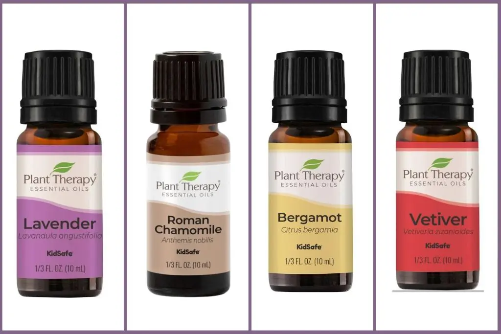 best essential oils for sleep - lavender, chamomile, bergamot, vetiver