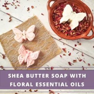 homemade shea butter soap in butterfly shapes