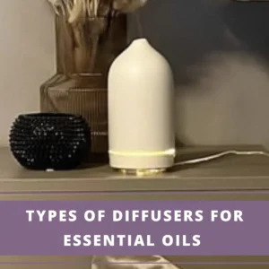 White diffuser on a table with a black beaded container at the side