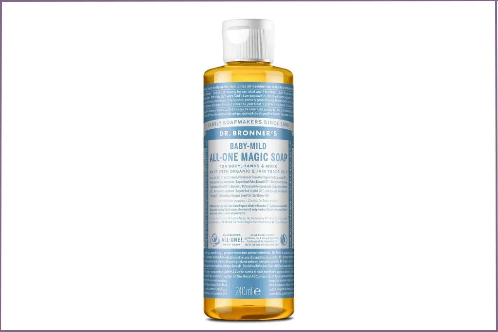 Bottle of baby-mild castile soap - Benefits of Castile soap oil for skin