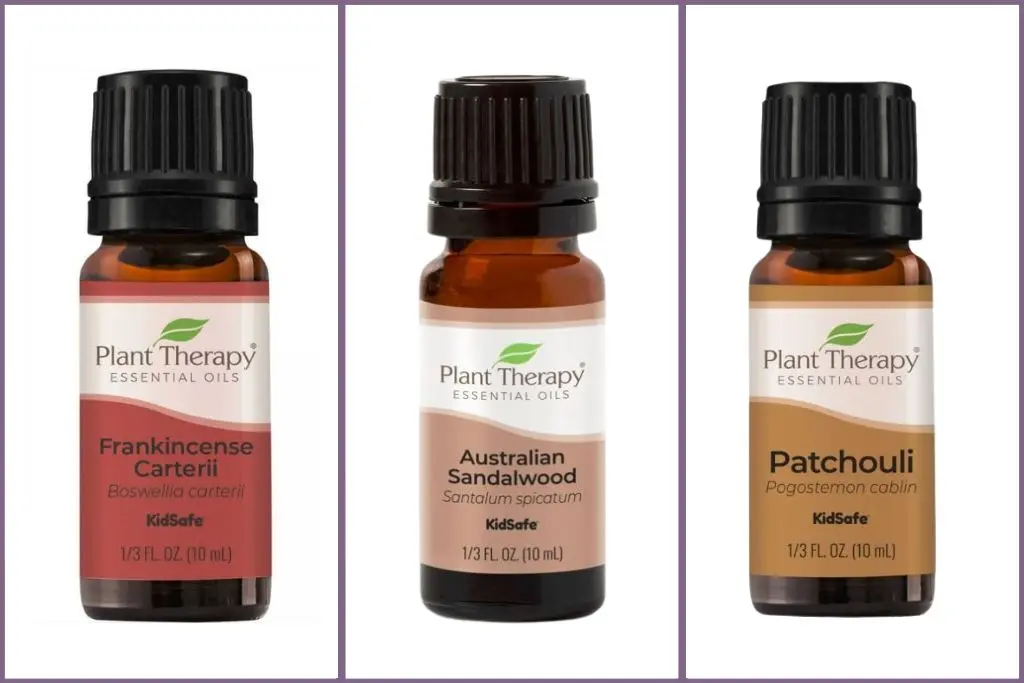 Empowering essential oils for Meditation & Mindfulness - frankincense, sandalwood, patchouli