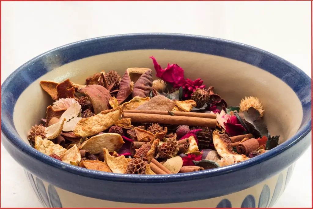 Dried ingredients and spices to make potpourri