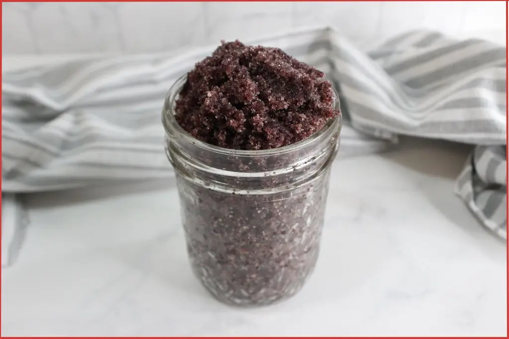 glass jar with hibiscus sugar scrub