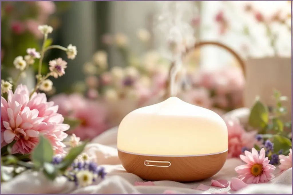 Aromatherapy diffuser surrounded by flowers - What is aromatherapy