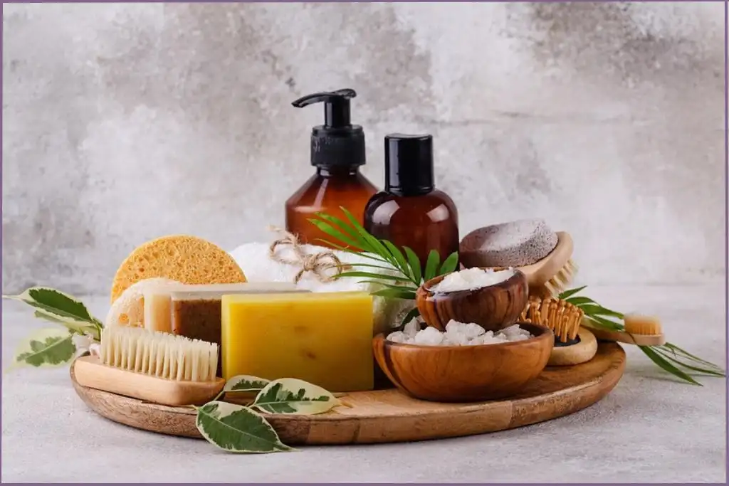 Assorted DIY products made with summer essential oils for selfcare