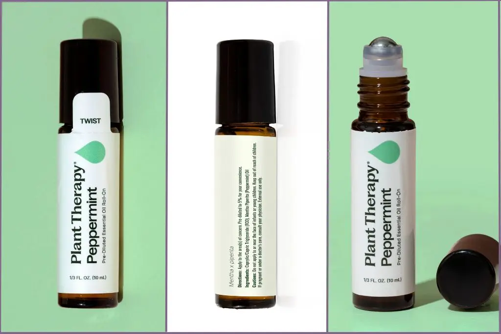 Plant Therapy Peppermint essential oil roll-on bottle