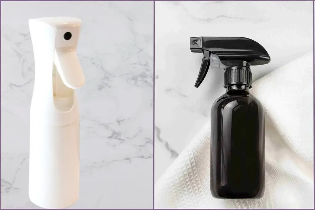 A black and a white spray bottles - these are great beginner-friendly essential oil accessories