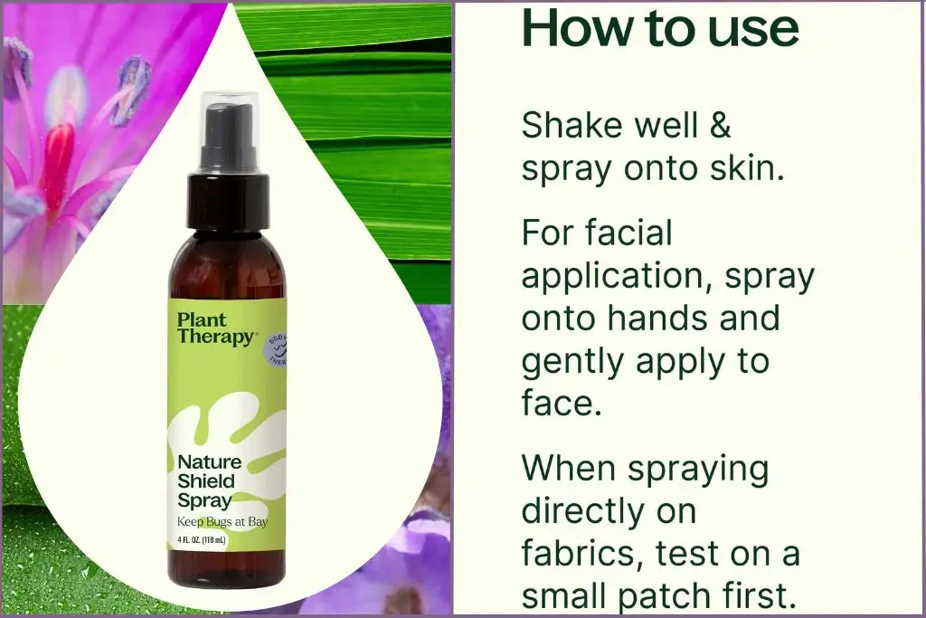 bottle of Plant Therapy nature shield spray for skin