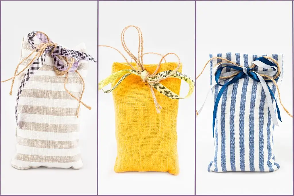 Sachets filled with rice as natural closet fresheners with essential oils