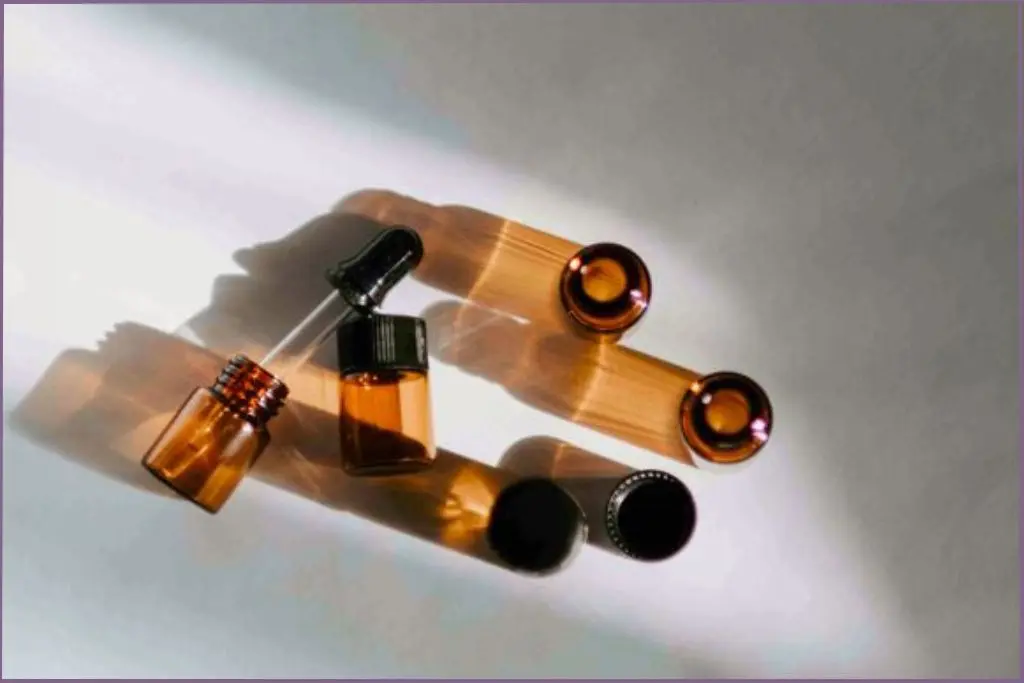 Assorted small essential oil bottles