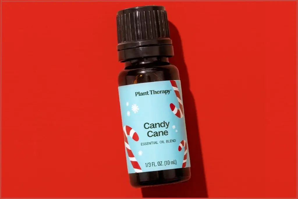 Bottle of Plant Therapy candy cane essential oil blend