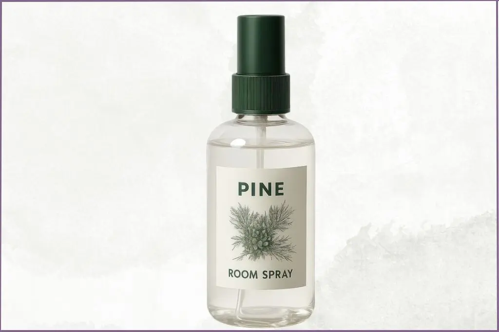 White glass spray bottle with pine room freshener